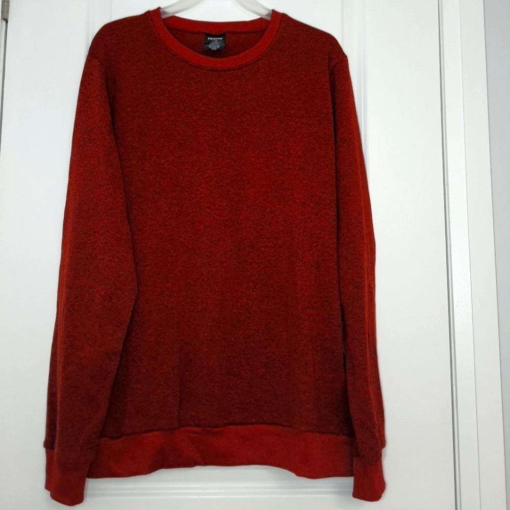 Men's Warm Fleece Pullover Crewneck Sweater L Red Cozy Winter Layer Canada - Picture 4 of 11